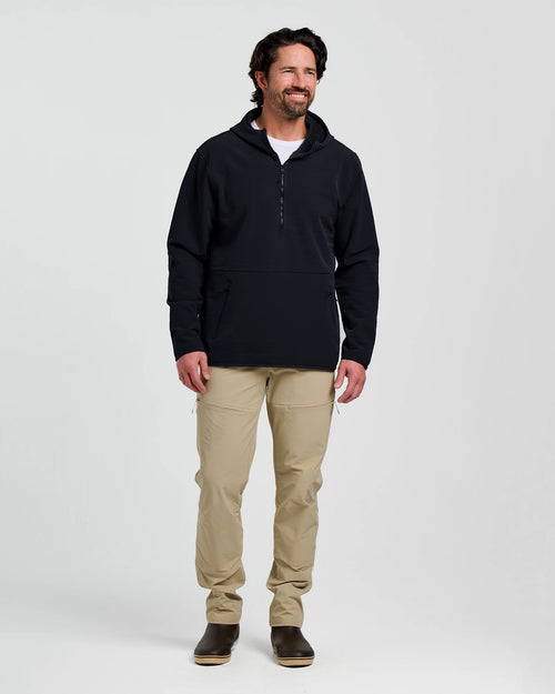 Men's Gridback Fleece Anorak Hoodie - Black