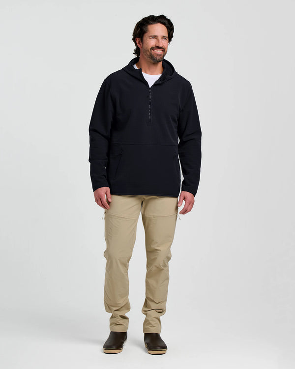 Men's Gridback Fleece Anorak Hoodie - Black