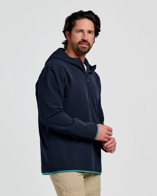 Men's Gridback Fleece Anorak Hoodie - Deep Navy
