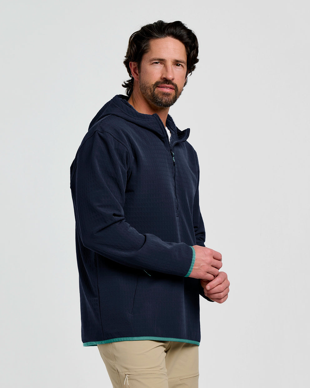 Men's Gridback Fleece Anorak Hoodie - Deep Navy