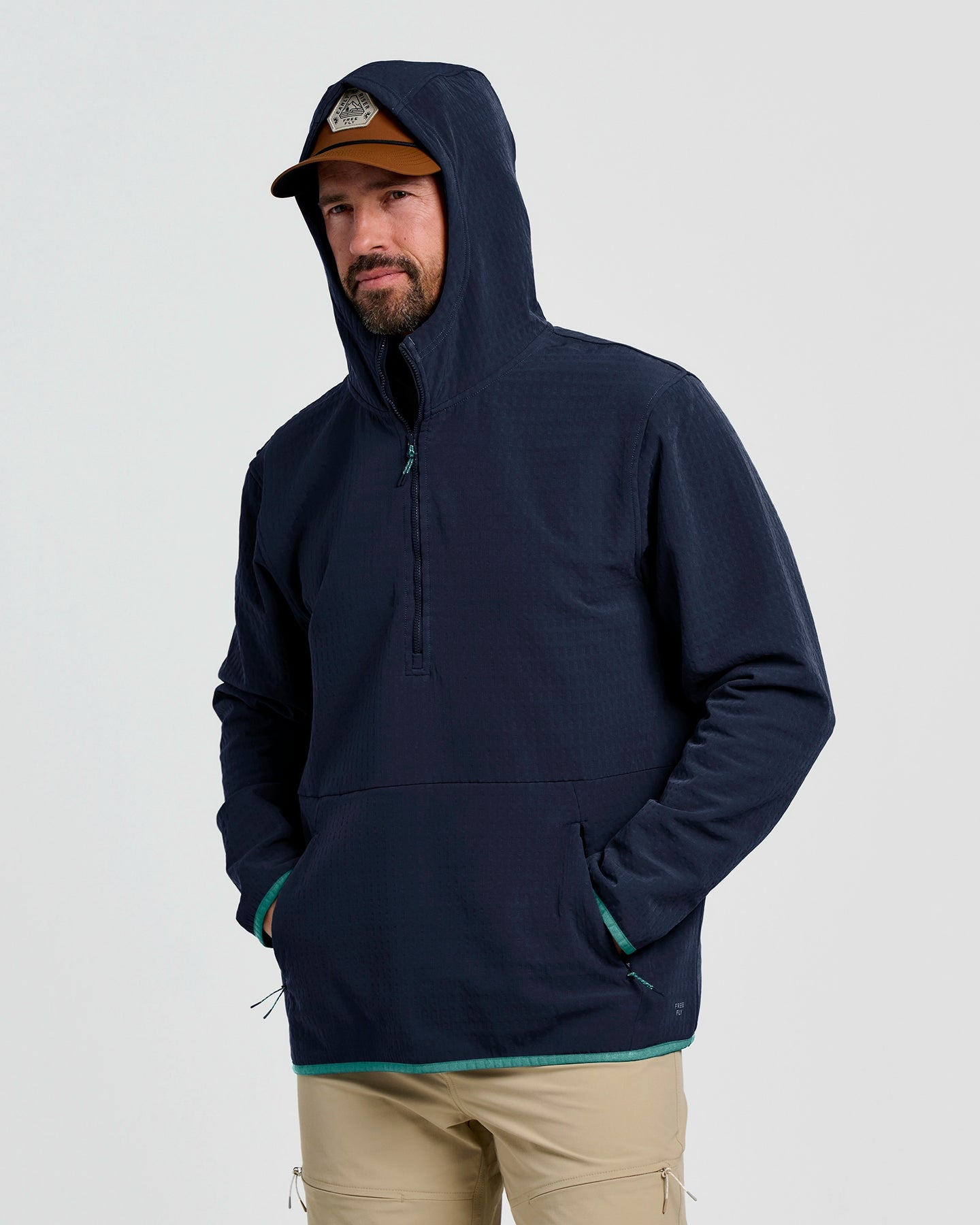 Men's Gridback Fleece Anorak Hoodie - Deep Navy
