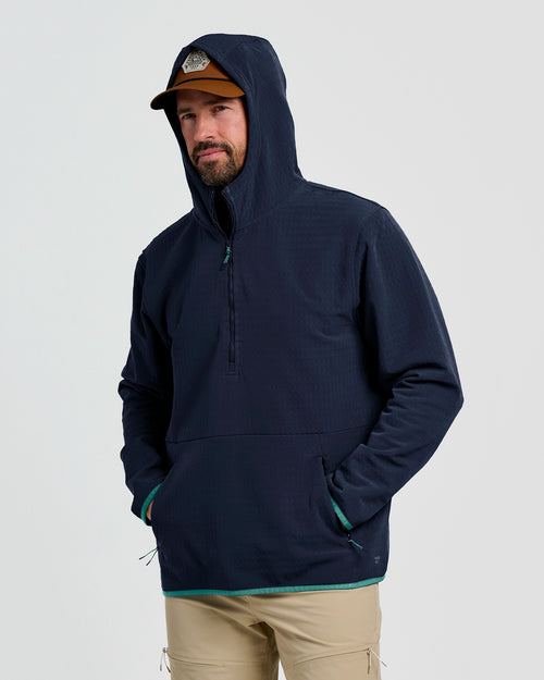 Men's Gridback Fleece Anorak Hoodie - Deep Navy
