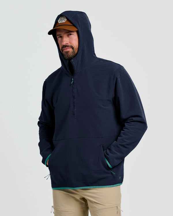 Men's Gridback Fleece Anorak Hoodie - Deep Navy