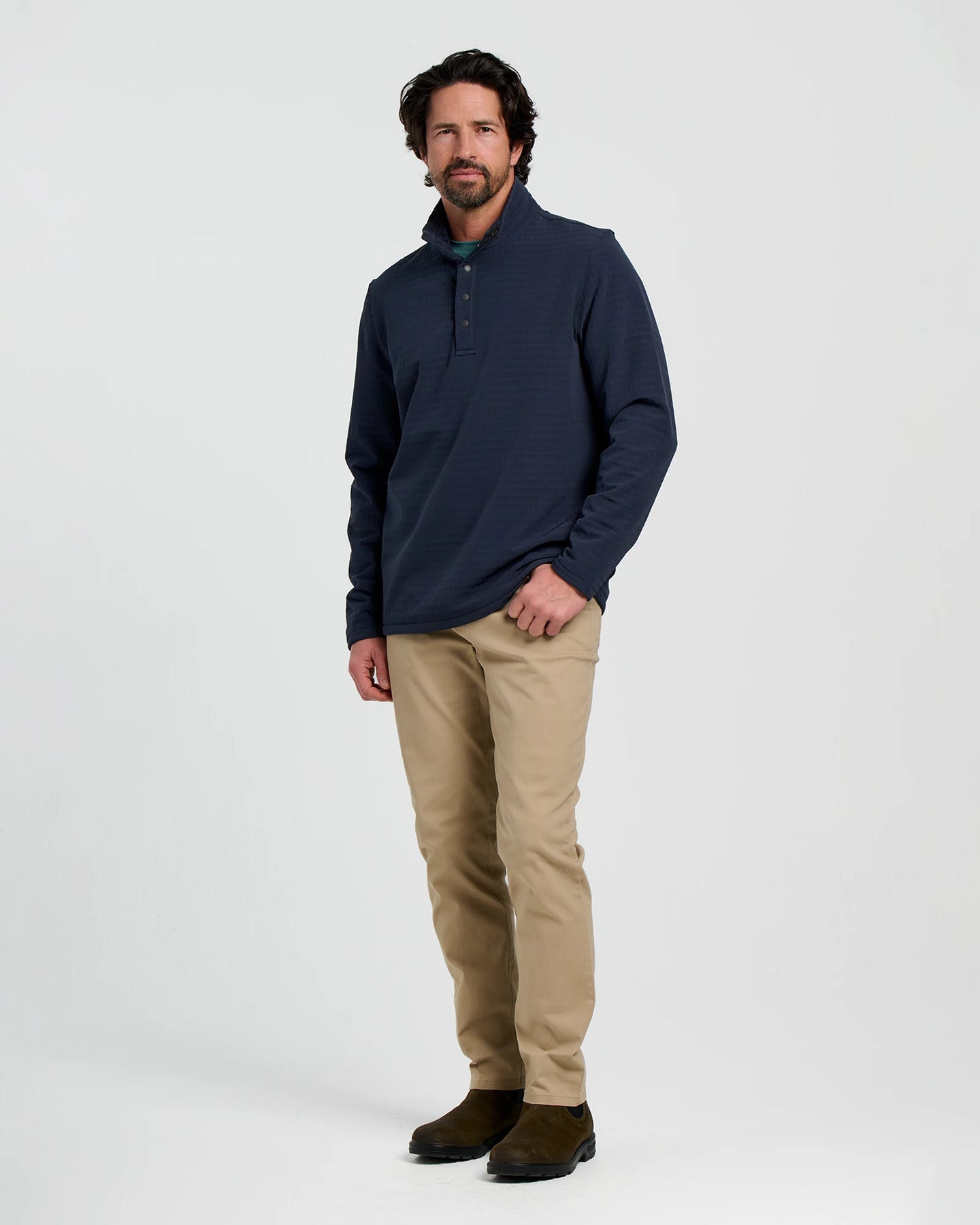 Men's Gridback Fleece Snap Pullover - Deep Navy