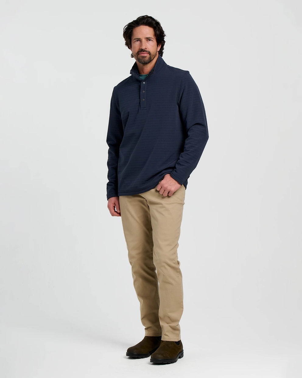 Men's Gridback Fleece Snap Pullover - Deep Navy