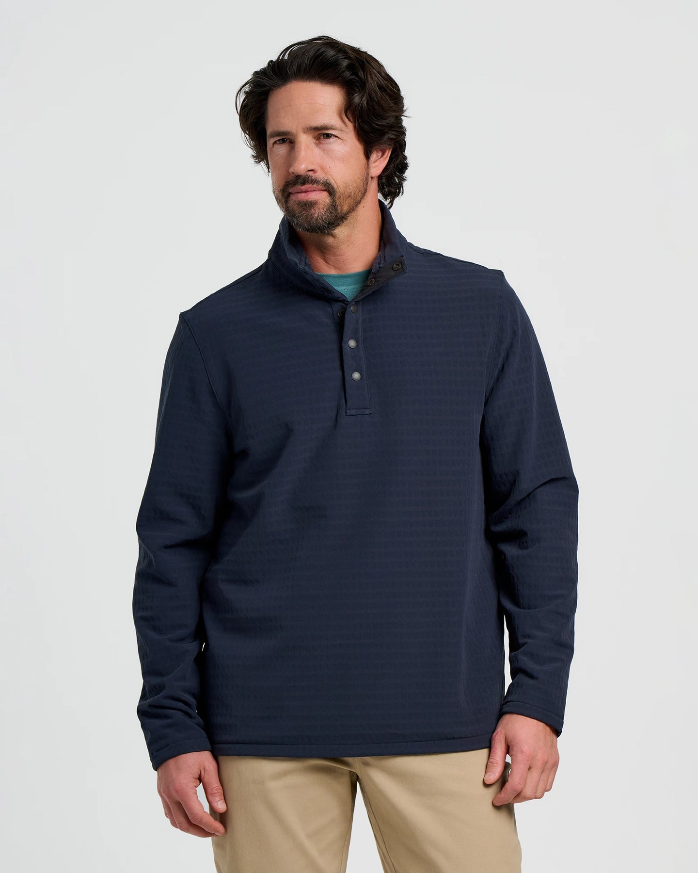 Men's Gridback Fleece Snap Pullover - Deep Navy