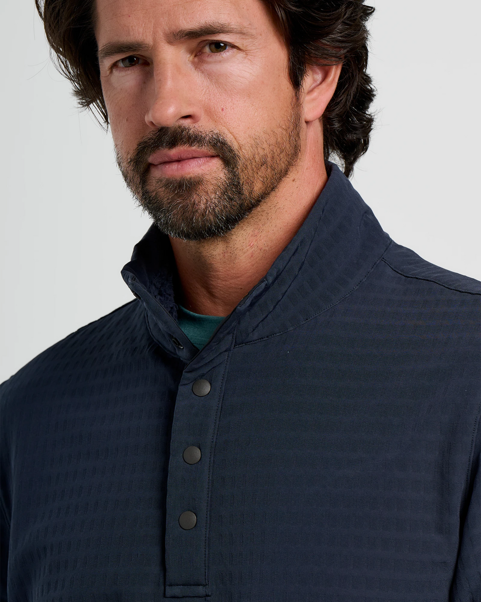 Men's Gridback Fleece Snap Pullover - Deep Navy