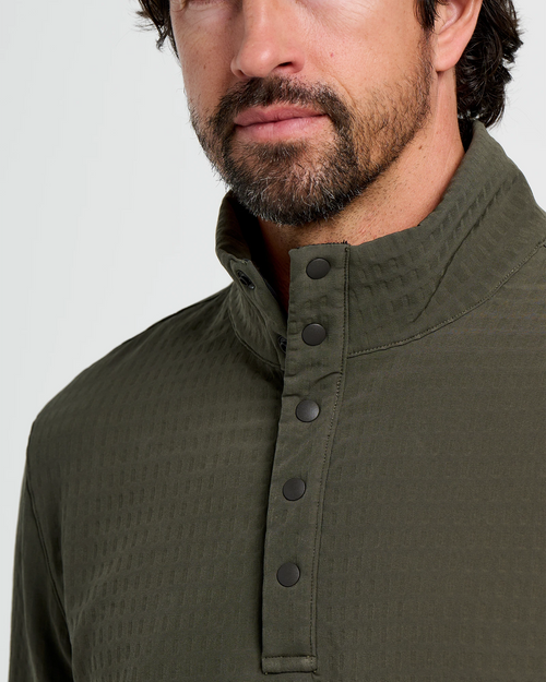 Men's Gridback Fleece Snap Pullover - Dark Forest