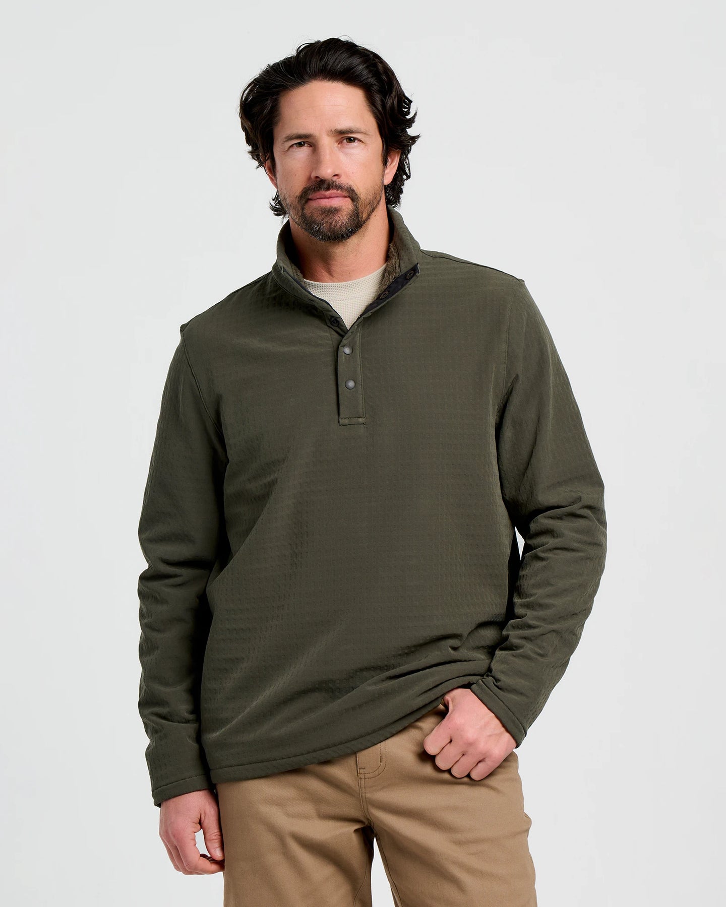 Men's Gridback Fleece Snap Pullover - Dark Forest