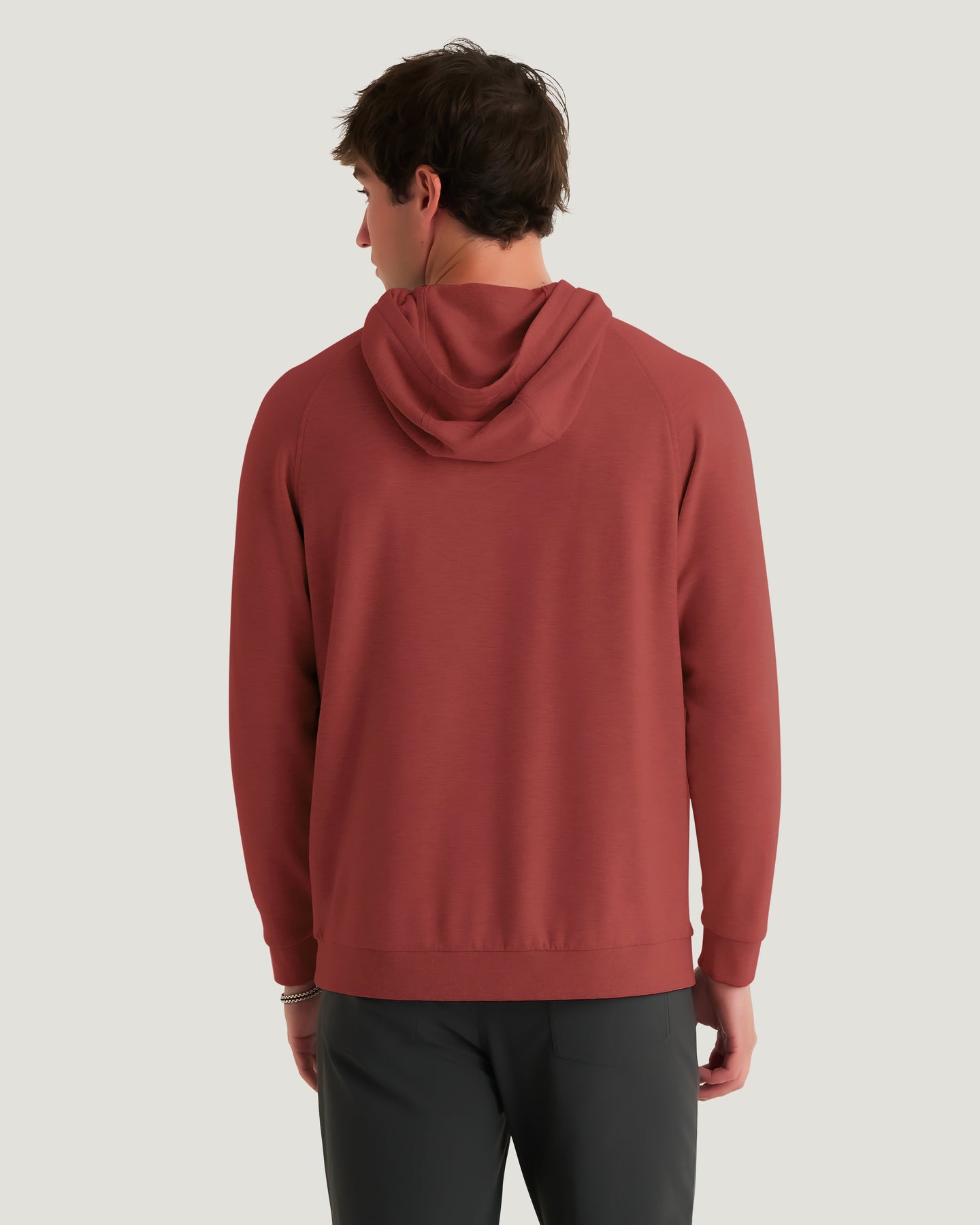Men's Bamboo Lightweight Fleece Hoodie - Red Currant