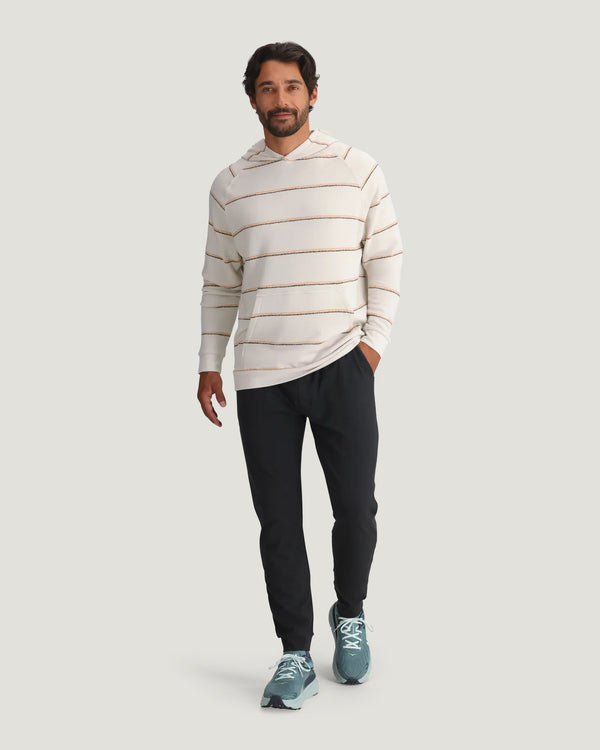 Men's Bamboo Lightweight Fleece Hoodie - Dash Double Stripe Birch