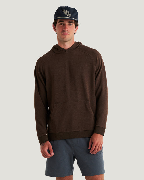 Men's Bamboo Lightweight Fleece Hoodie - Heather Dark Brown