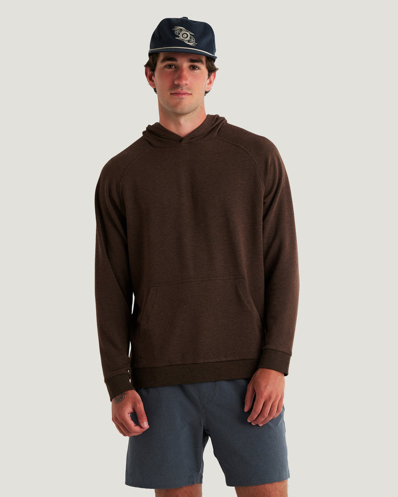 Men's Bamboo Lightweight Fleece Hoodie - Heather Dark Brown