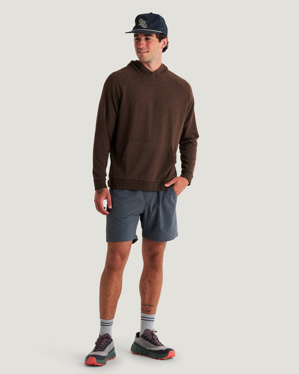 Men's Bamboo Lightweight Fleece Hoodie - Heather Dark Brown