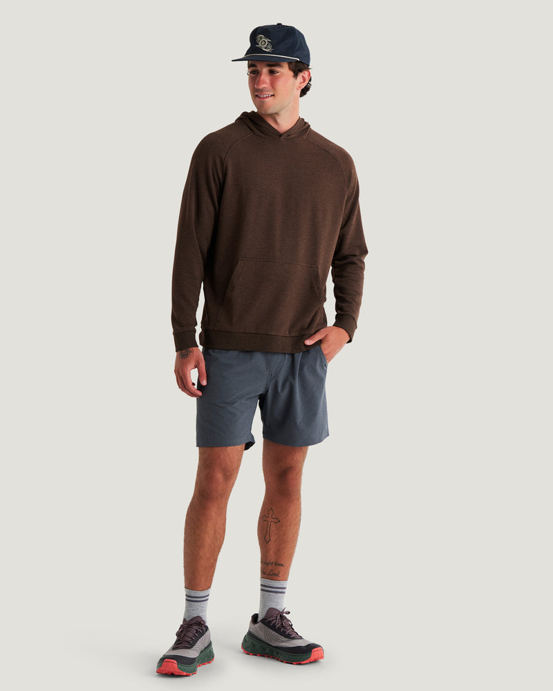 Men's Bamboo Lightweight Fleece Hoodie - Heather Dark Brown