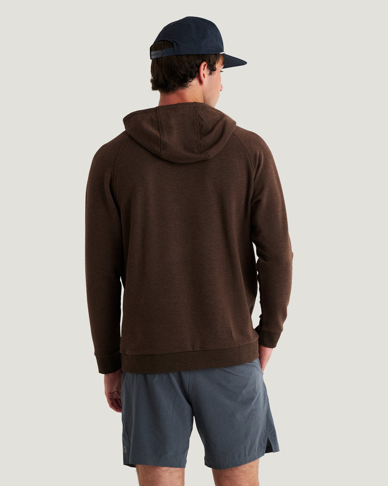 Men's Bamboo Lightweight Fleece Hoodie - Heather Dark Brown
