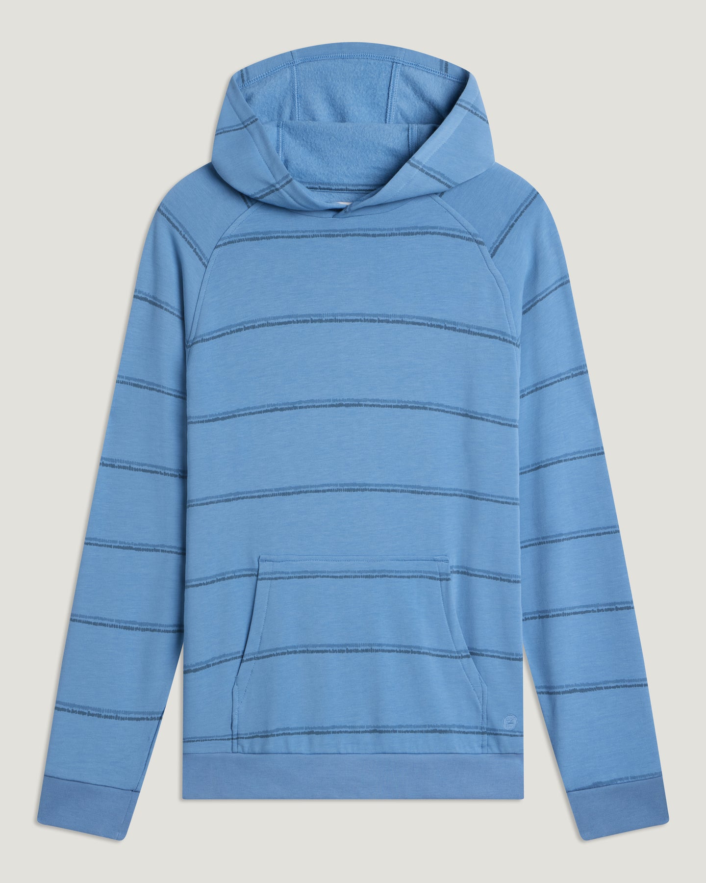 Men's Bamboo Lightweight Fleece Hoodie - Dash Double Stripe Windward Blue