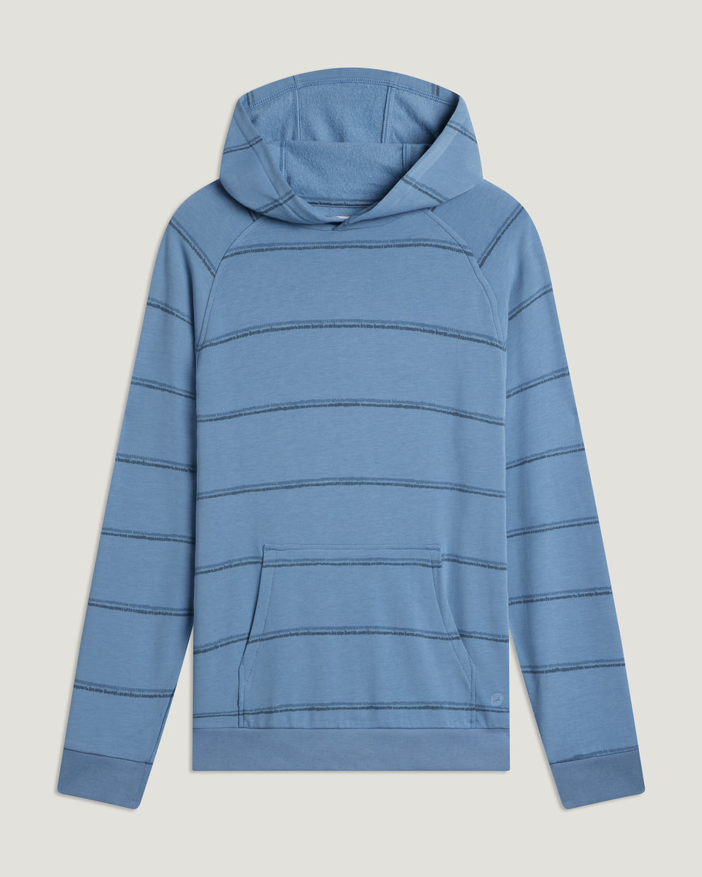 Men's Bamboo Lightweight Fleece Hoodie - Dash Double Stripe Windward Blue