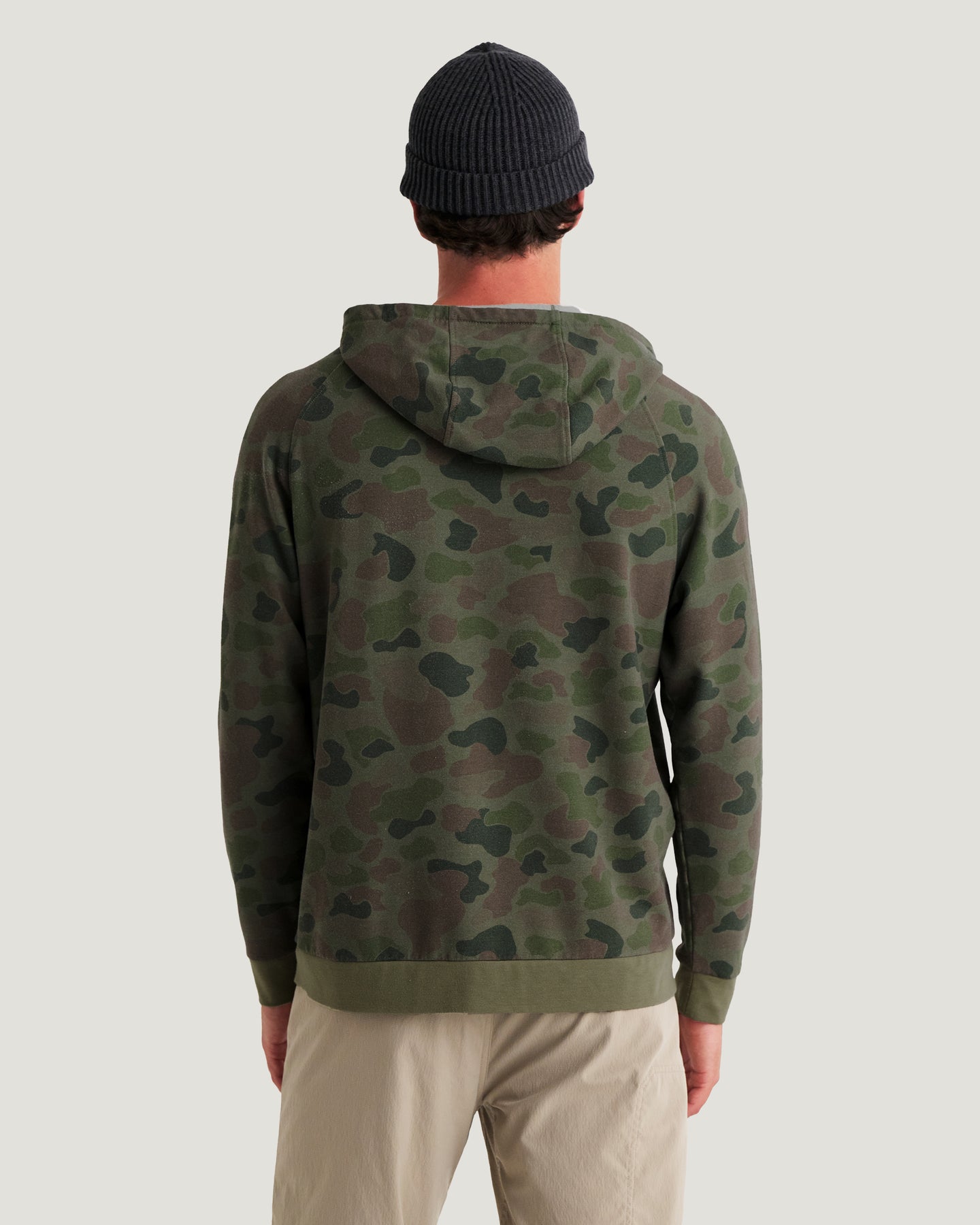 Men's Bamboo Lightweight Fleece Hoodie - Vintage Camo Oil Green