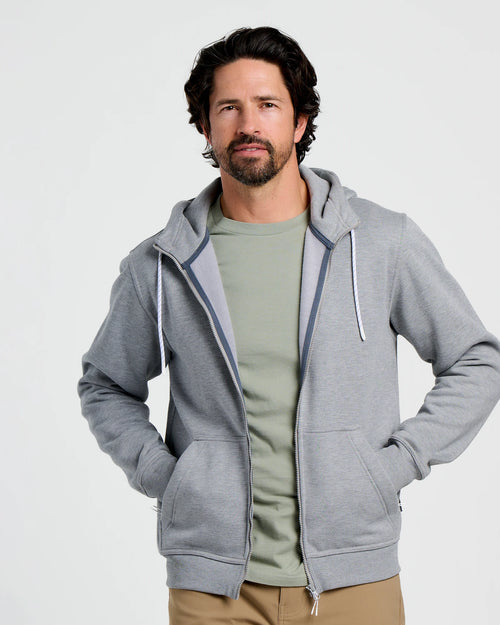 Men's Bamboo Northcoast Fleece Full Zip Hoodie - Heather Grey