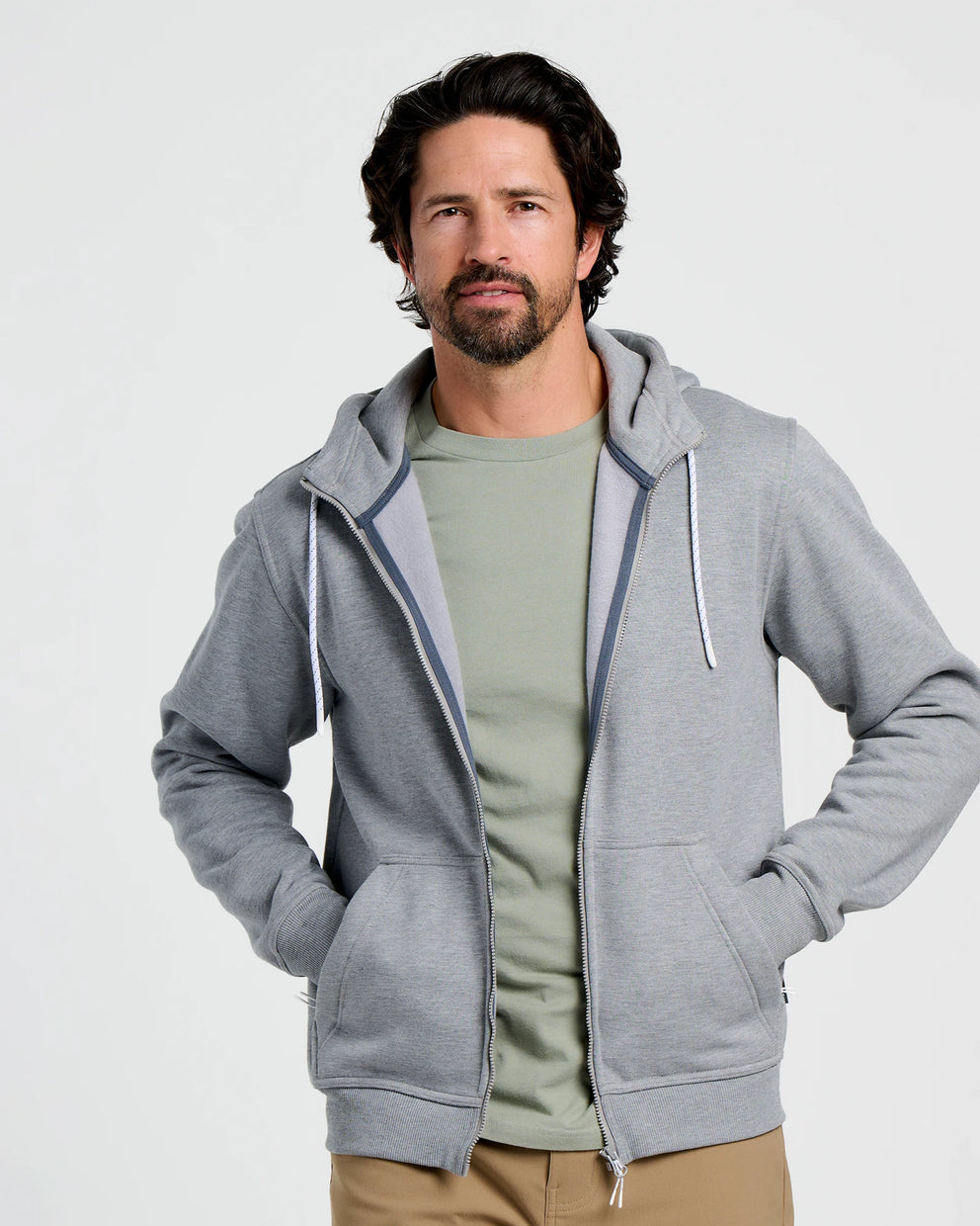 Men's Bamboo Northcoast Fleece Full Zip Hoodie - Heather Grey