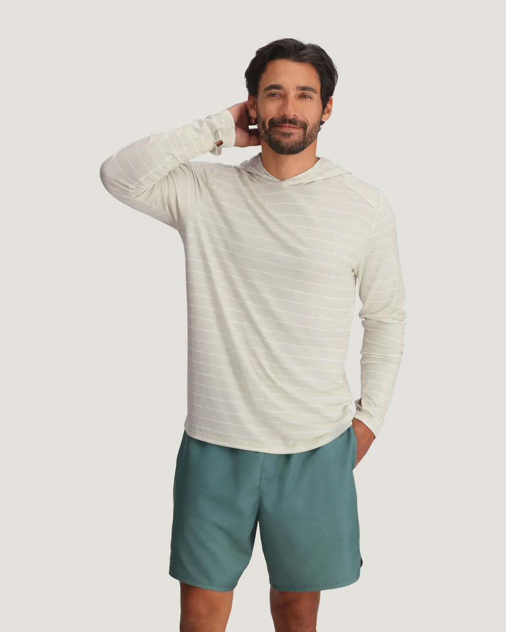 Men's Bamboo Shade Hoodie - Dash Stripe Birch