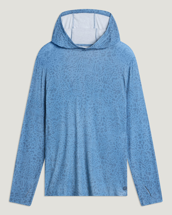 Men's Bamboo Shade Hoodie - Drifter Print Windward Blue