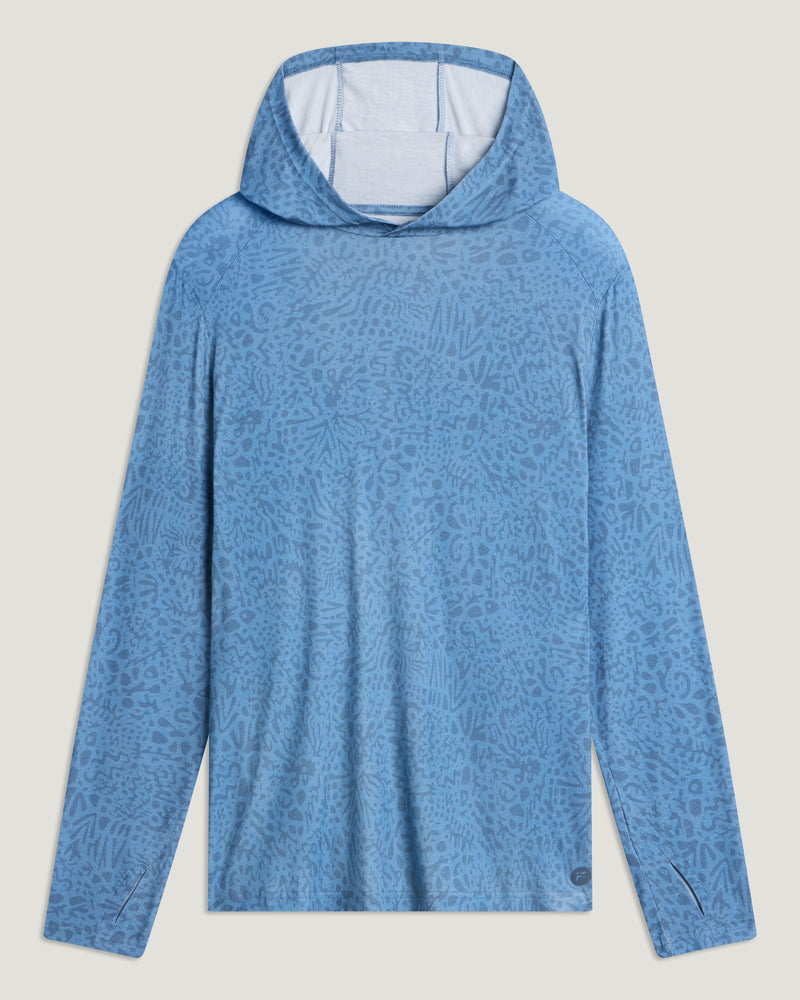 Men's Bamboo Shade Hoodie - Drifter Print Windward Blue