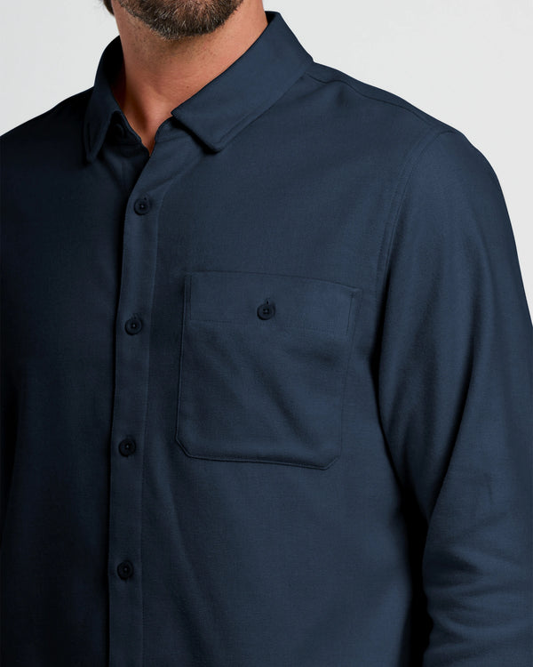 Men's Seawool Flannel Shirt - Deep Navy