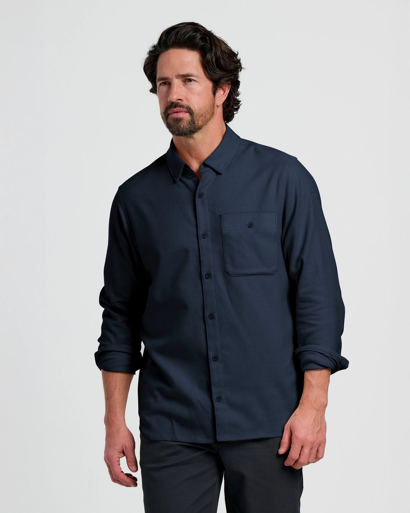 Men's Seawool Flannel Shirt - Deep Navy