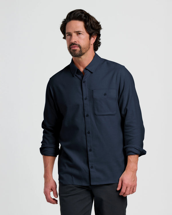 Men's Seawool Flannel Shirt - Deep Navy