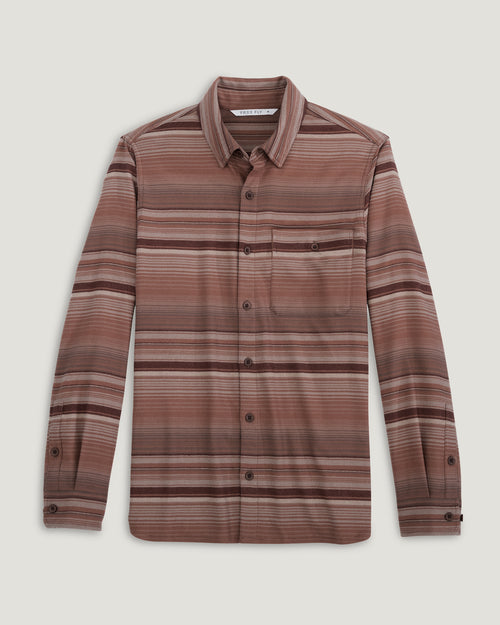 Men's Seawool Flannel Shirt - Nutmeg Stripe