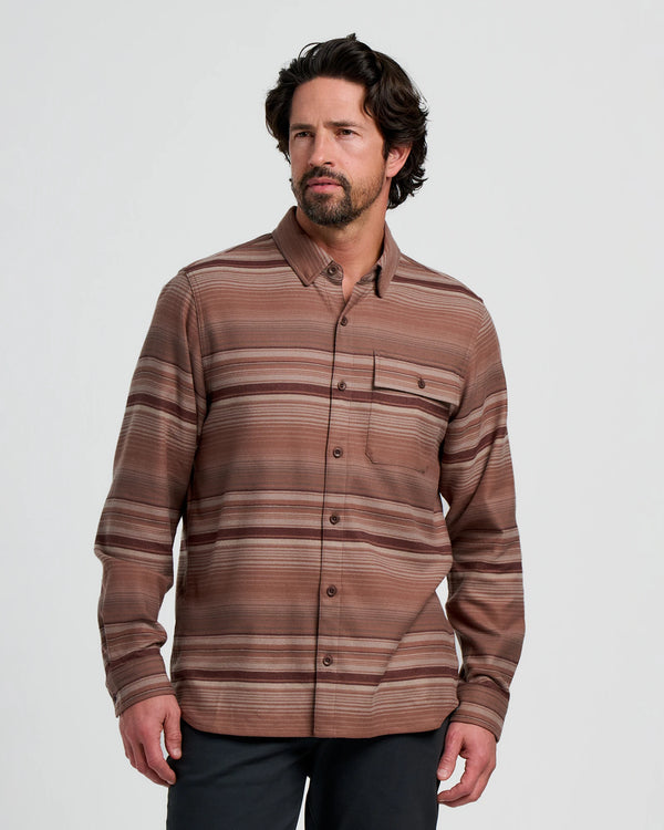 Men's Seawool Flannel Shirt - Nutmeg Stripe