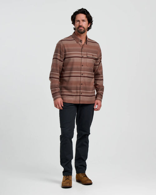 Men's Seawool Flannel Shirt - Nutmeg Stripe