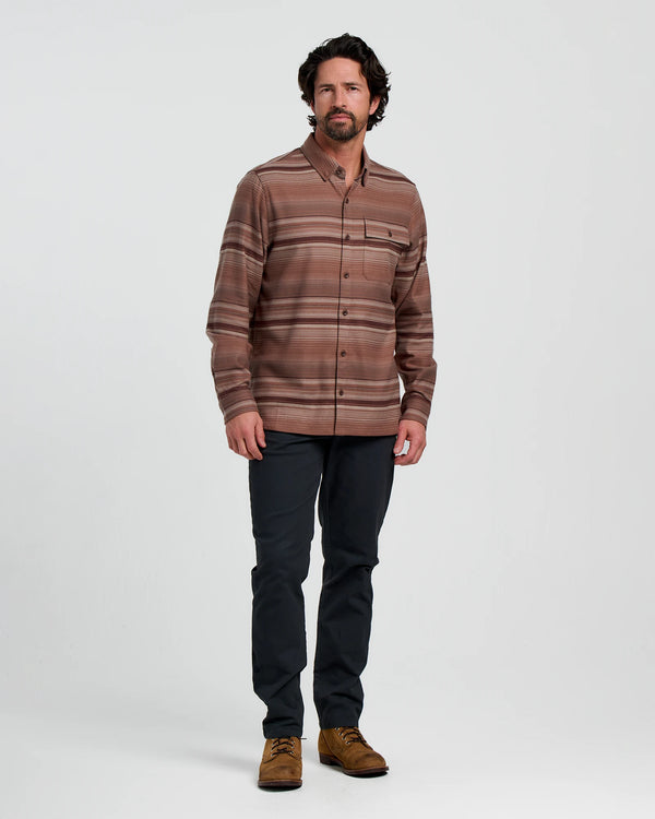 Men's Seawool Flannel Shirt - Nutmeg Stripe