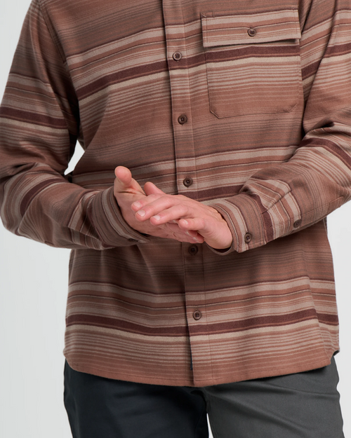 Men's Seawool Flannel Shirt - Nutmeg Stripe