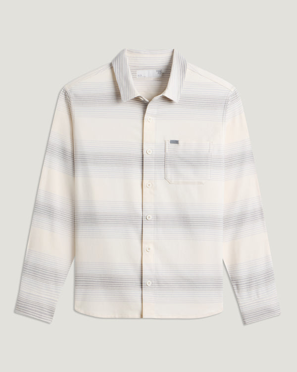 Men's Seawool Flannel Shirt - Ombre Stripe Birch
