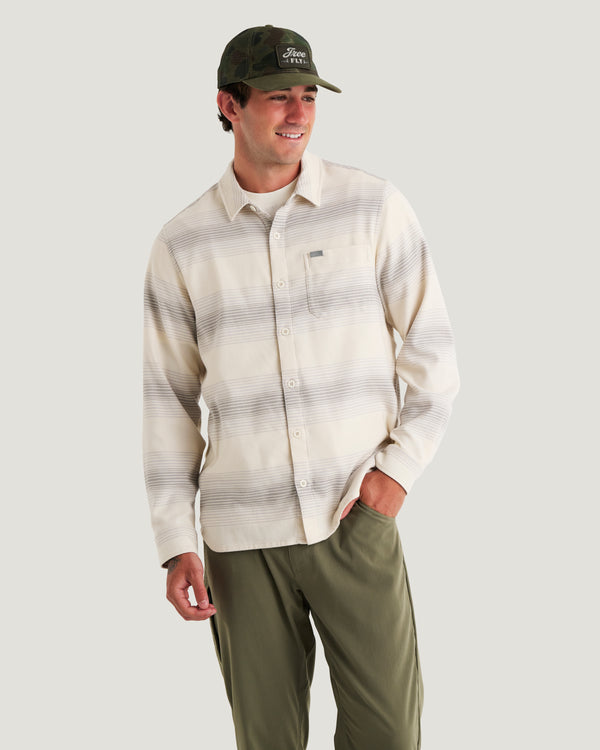 Men's Seawool Flannel Shirt - Ombre Stripe Birch