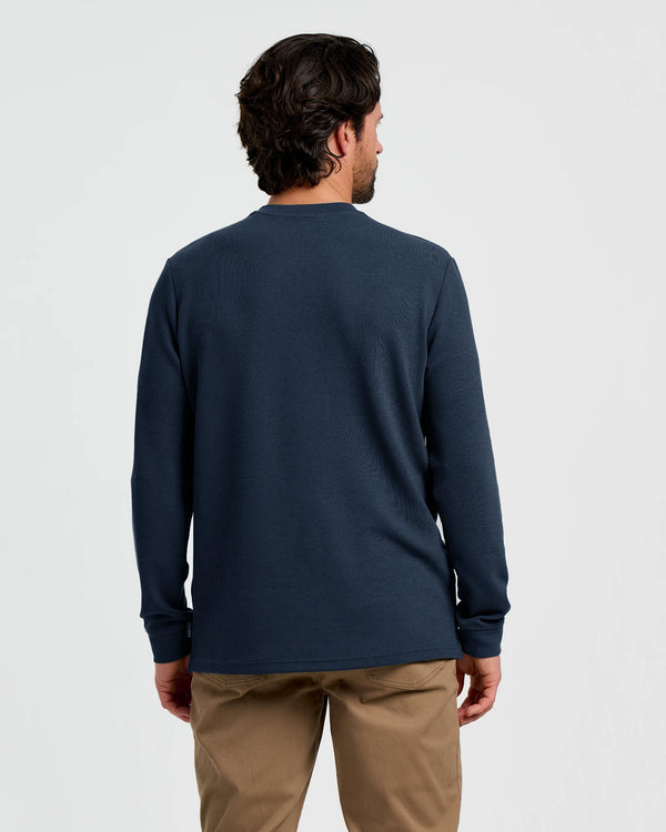 Men's Waffle Long Sleeve Henley - Deep Navy