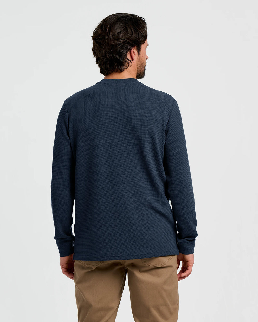 Men's Waffle Long Sleeve Henley - Deep Navy