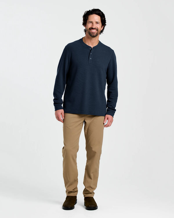 Men's Waffle Long Sleeve Henley - Deep Navy