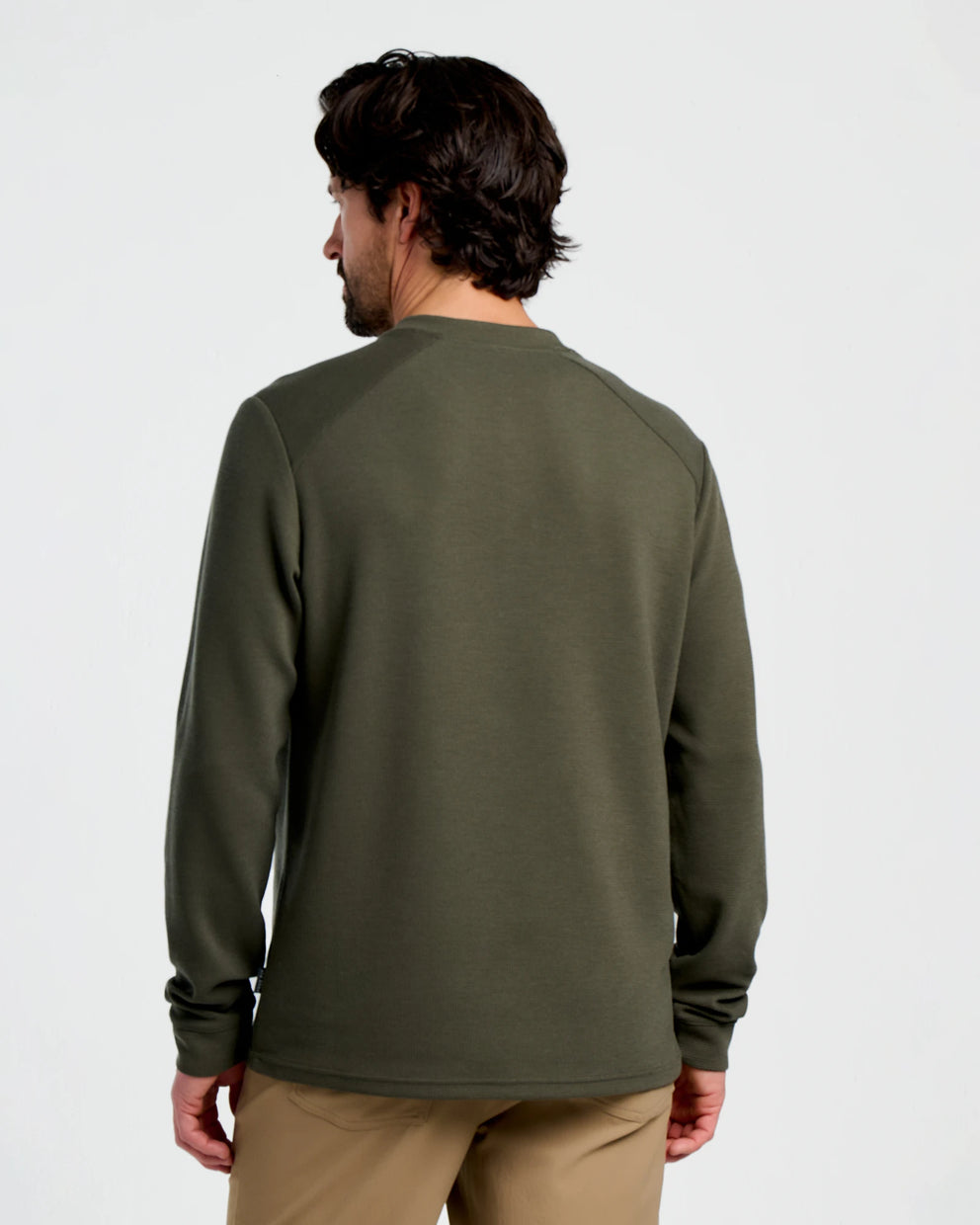 Men's Waffle Long Sleeve Henley - Dark Forest