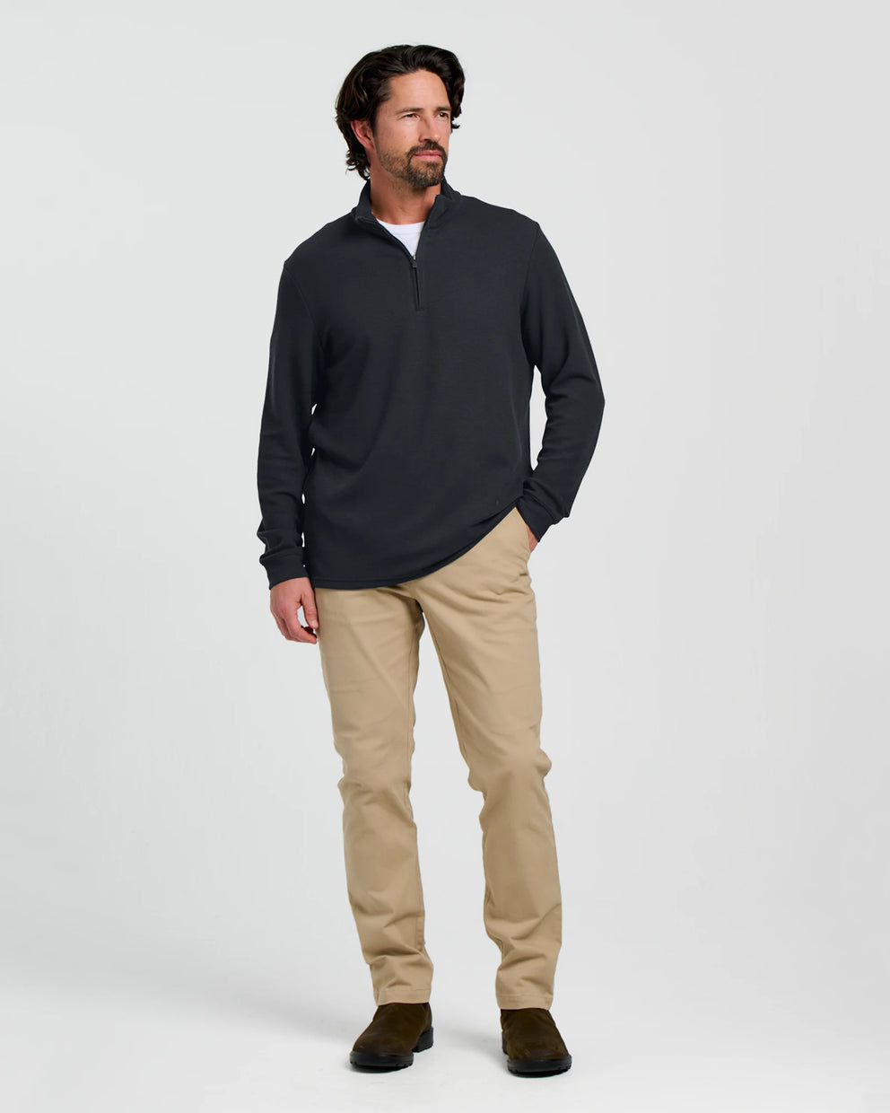 Men's Waffle Quarter Zip - Black