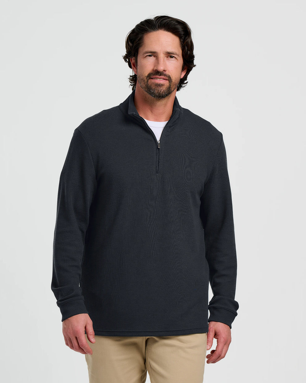 Men's Waffle Quarter Zip - Black