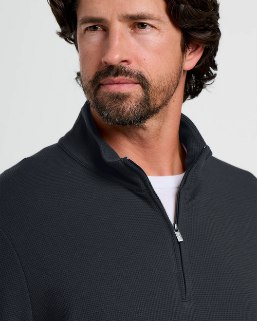 Men's Waffle Quarter Zip - Black