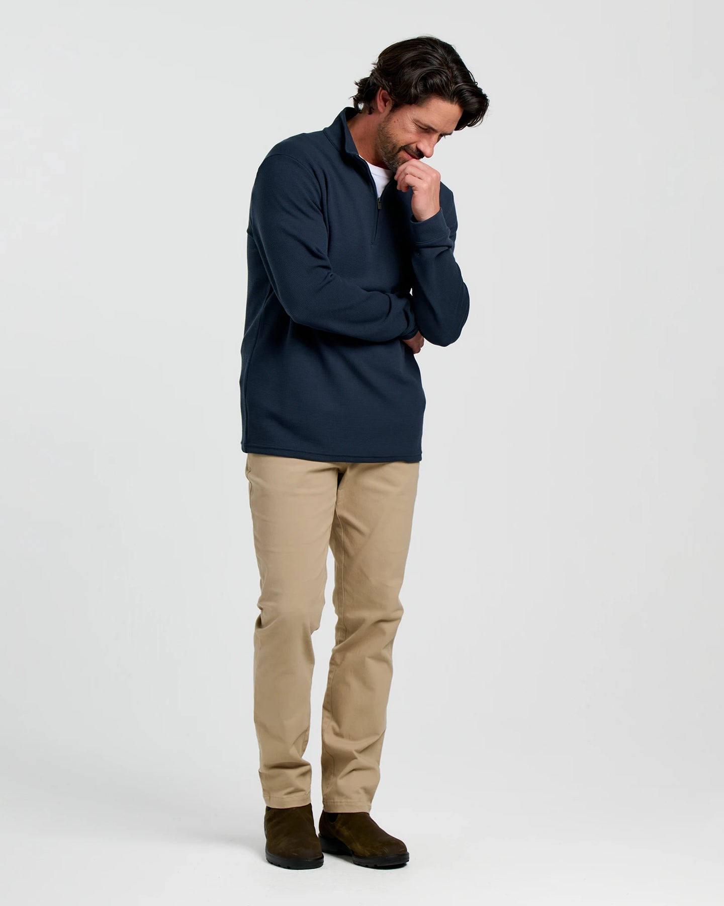 Men's Waffle Quarter Zip - Deep Navy