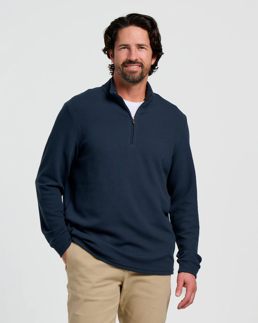 Men's Waffle Quarter Zip - Deep Navy