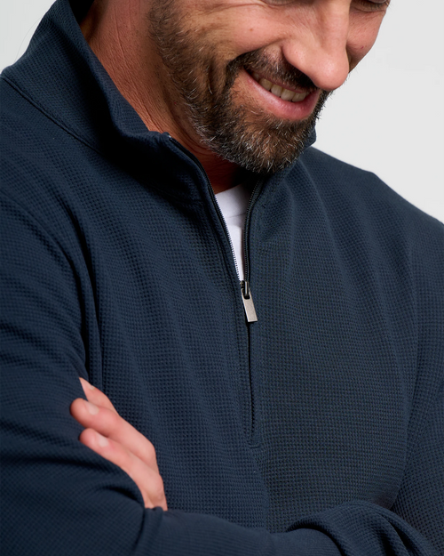 Men's Waffle Quarter Zip - Deep Navy