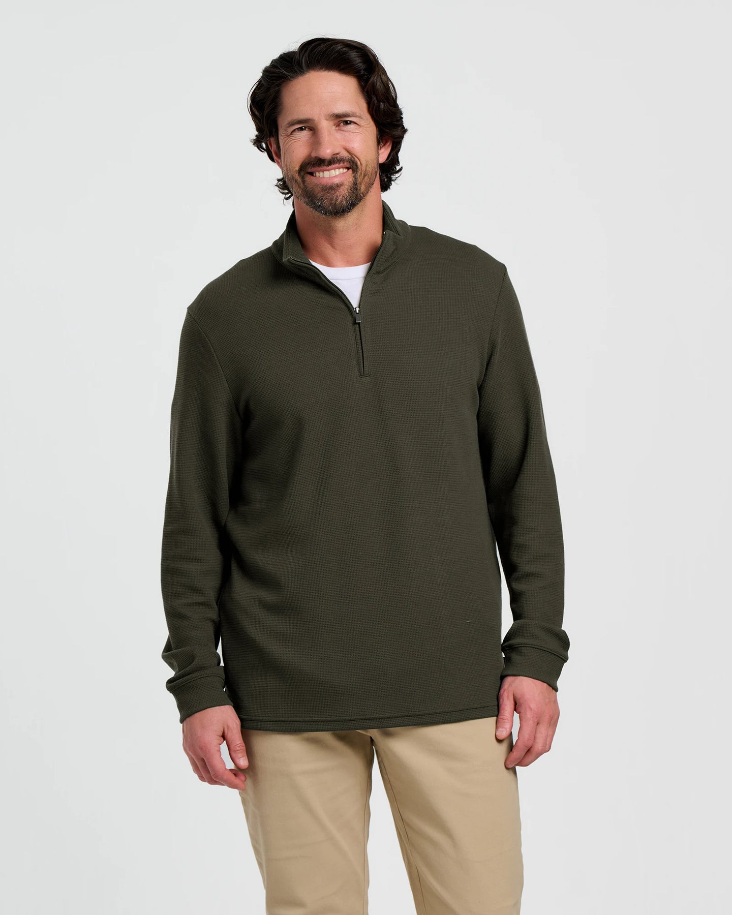 Men's Waffle Quarter Zip - Dark Forest