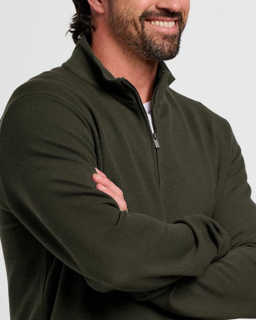 Men's Waffle Quarter Zip - Dark Forest